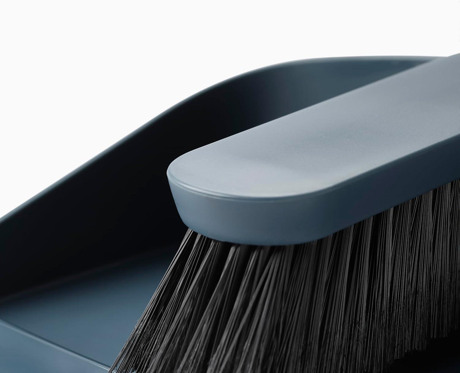 Blue Plastic Wall-Mounted Dustpan and Brush Set