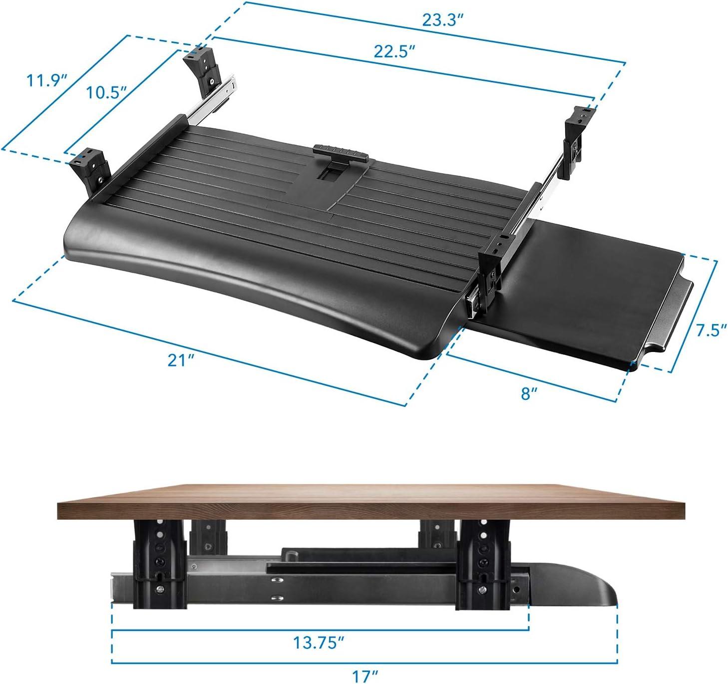 Adjustable Black Under Desk Keyboard Drawer with Mouse Platform