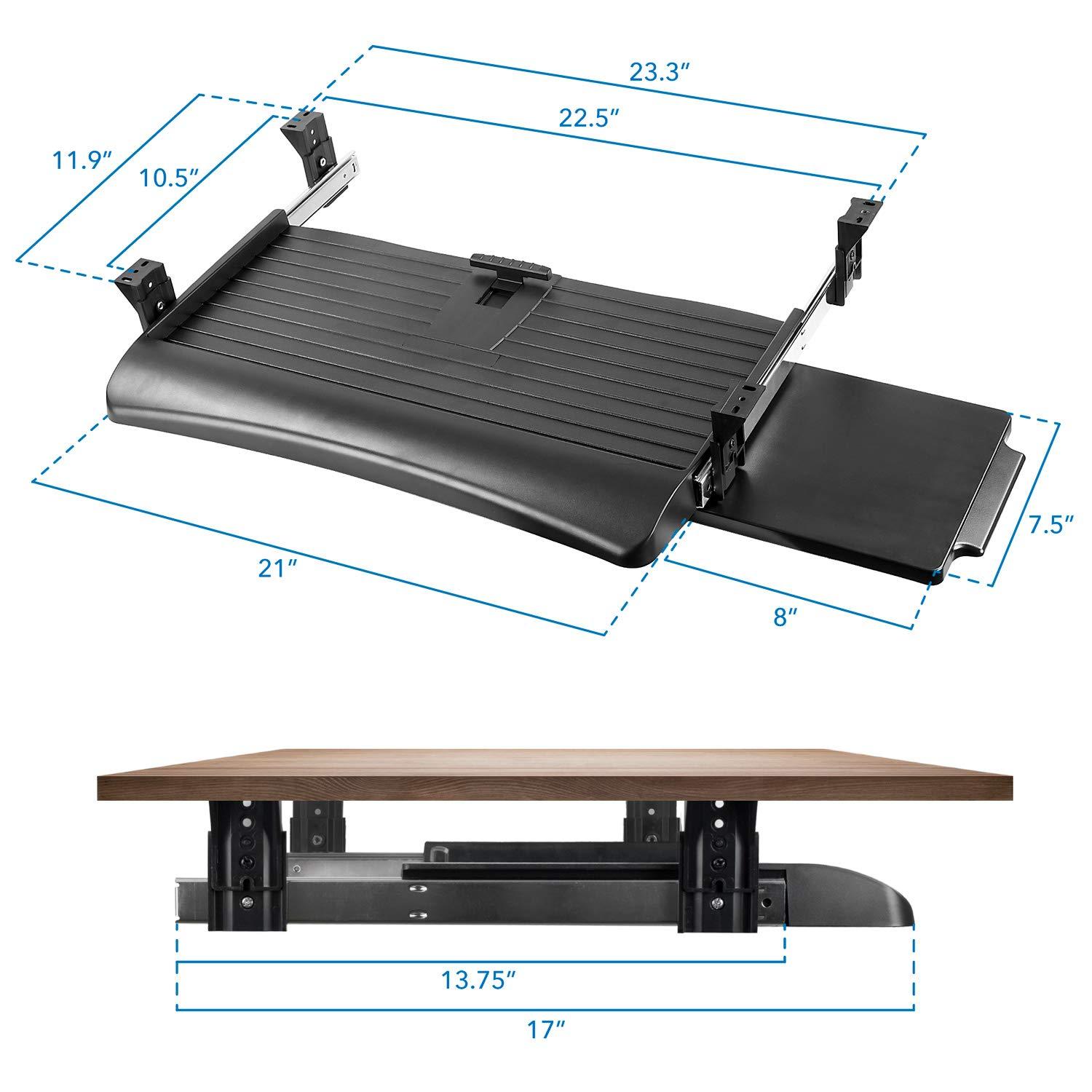 Adjustable Under Desk Keyboard Tray with Mouse Platform