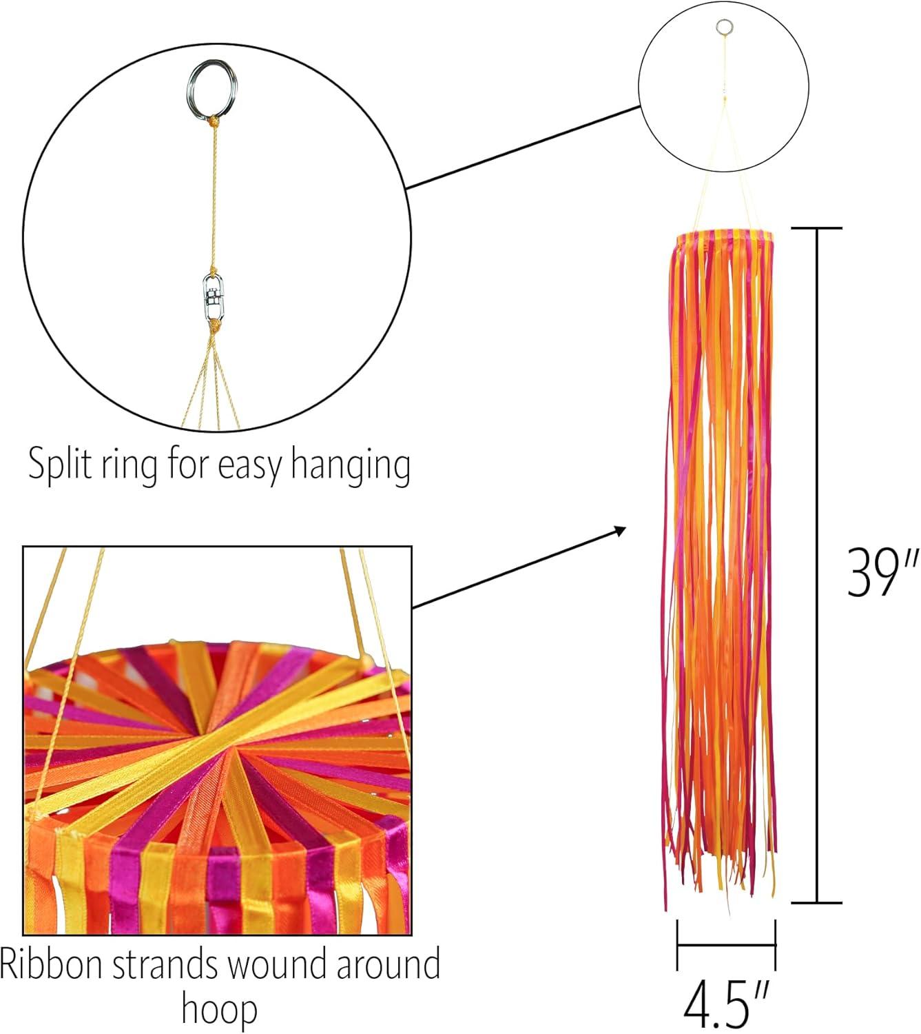 39-Inch Orange and Pink Satin Ribbon Windsock