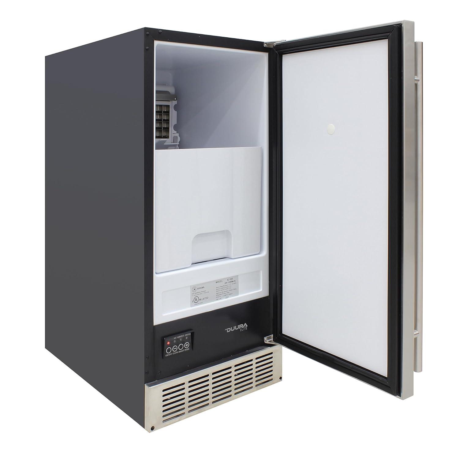 Indoor Built-in Ice Maker Stainless Steel Construction 25 lbs. Freezer Storage, Under Counter or Cabinet Ice Machine, for Commercial or Home Kitchen Use, Metallic