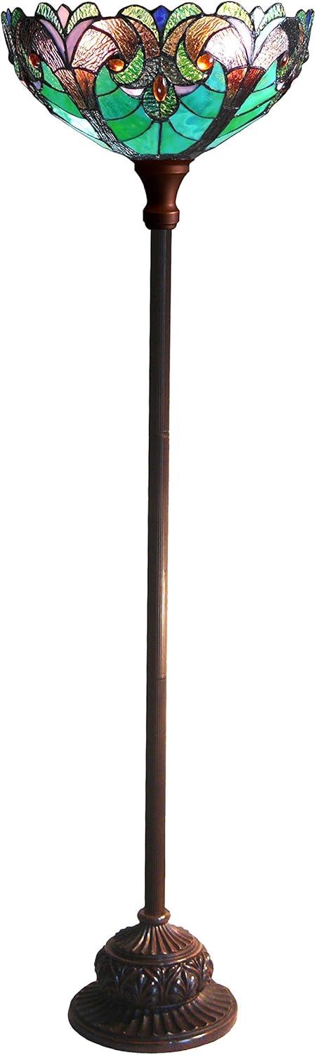 Chloe Lighting Liaison Tiffany-Style 1 Light Victorian Torchiere Floor Lamp 15" Shade
