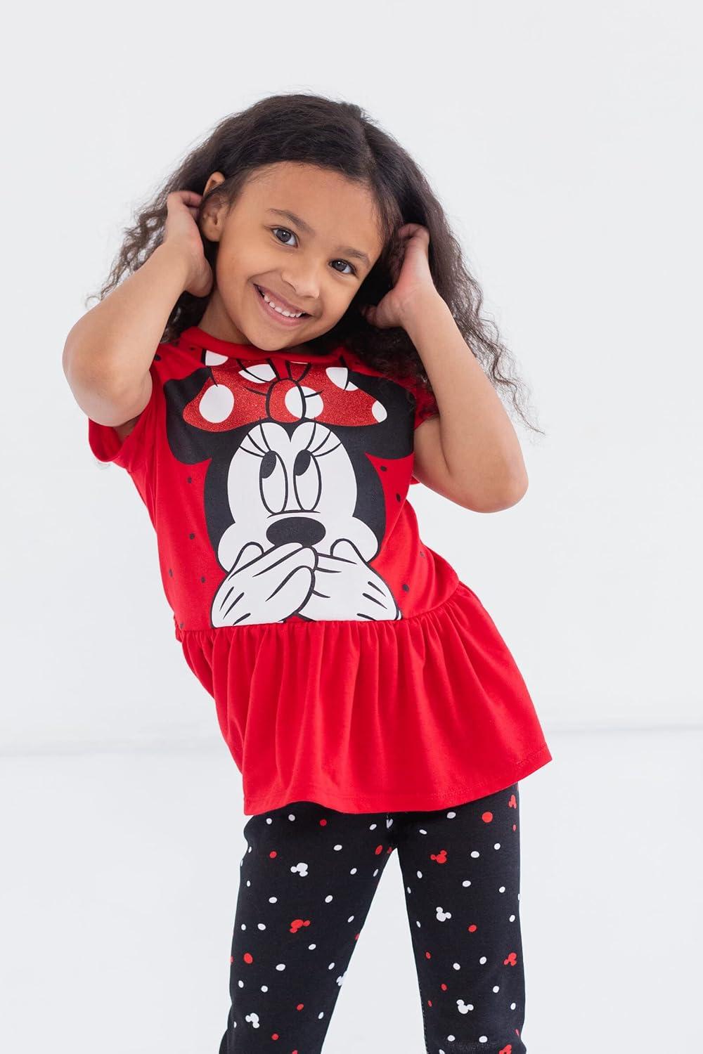 Disney Minnie Mouse Big Girls Graphic T-Shirt & Leggings Red/Black 14-16
