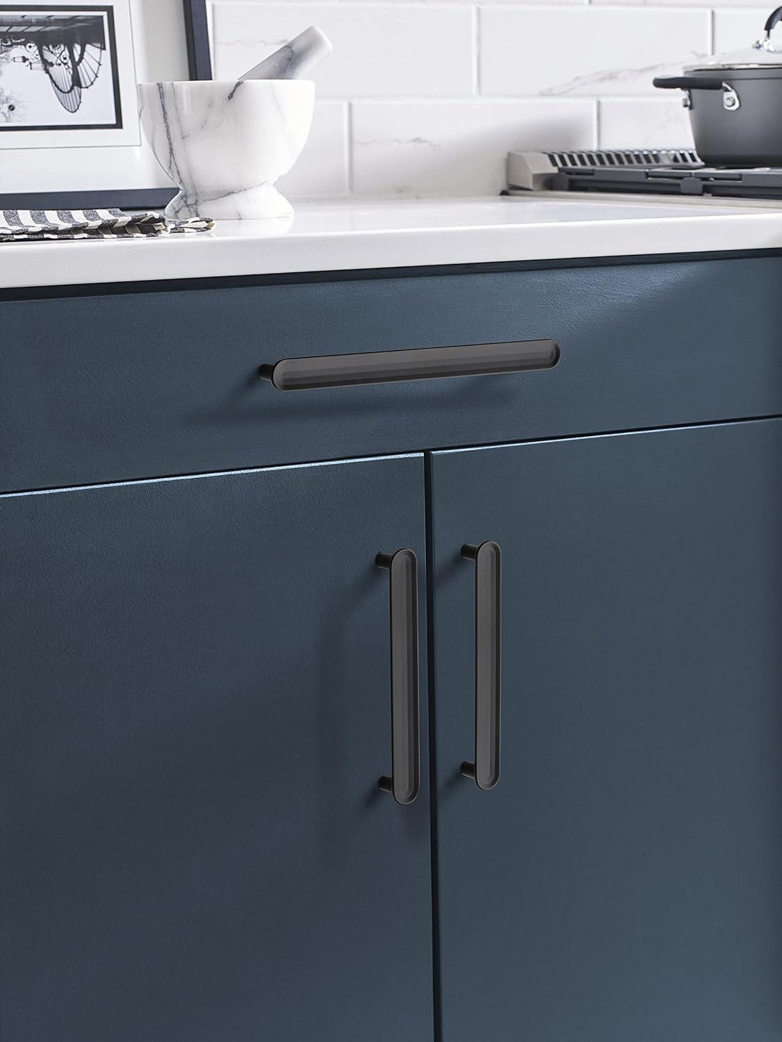 Matte Black Modern 8.25" Cabinet Bar Pull with Mounting Hardware