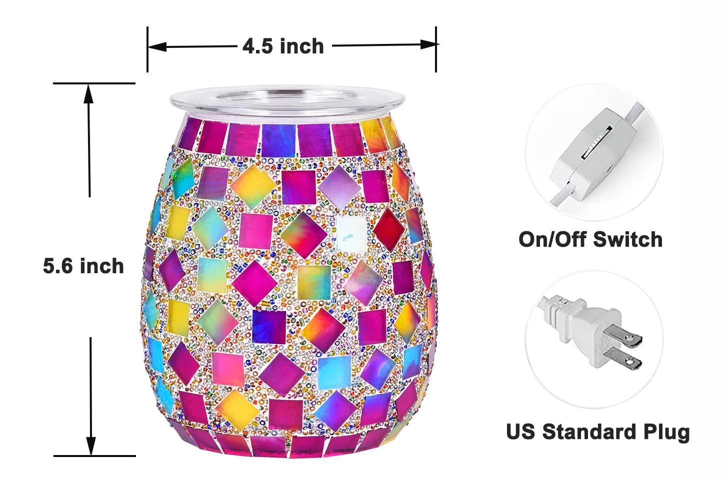 Dicimi Mosaic Glass Wax melt Warmer, Candle Wax Warmer, Electric Oil Burner,Wax Warmer for Scented Wax, for Essential Oil Burner & Wax Melts Burner MSK00012