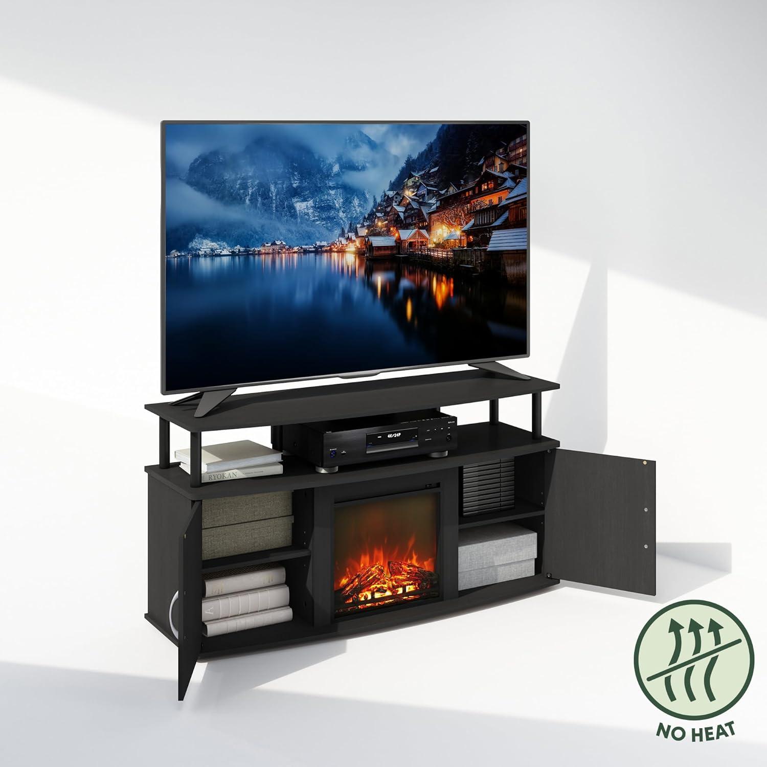 Furinno Electric Fireplace TV Stand, Entertainment Center for TV up to 55 Inch