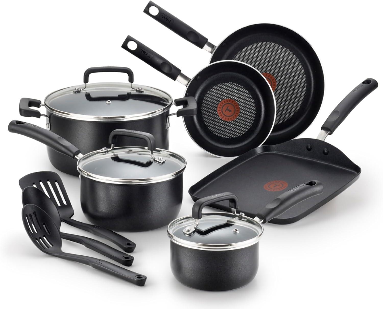 T-fal 12-Piece Black Non-Stick Aluminum Cookware Set