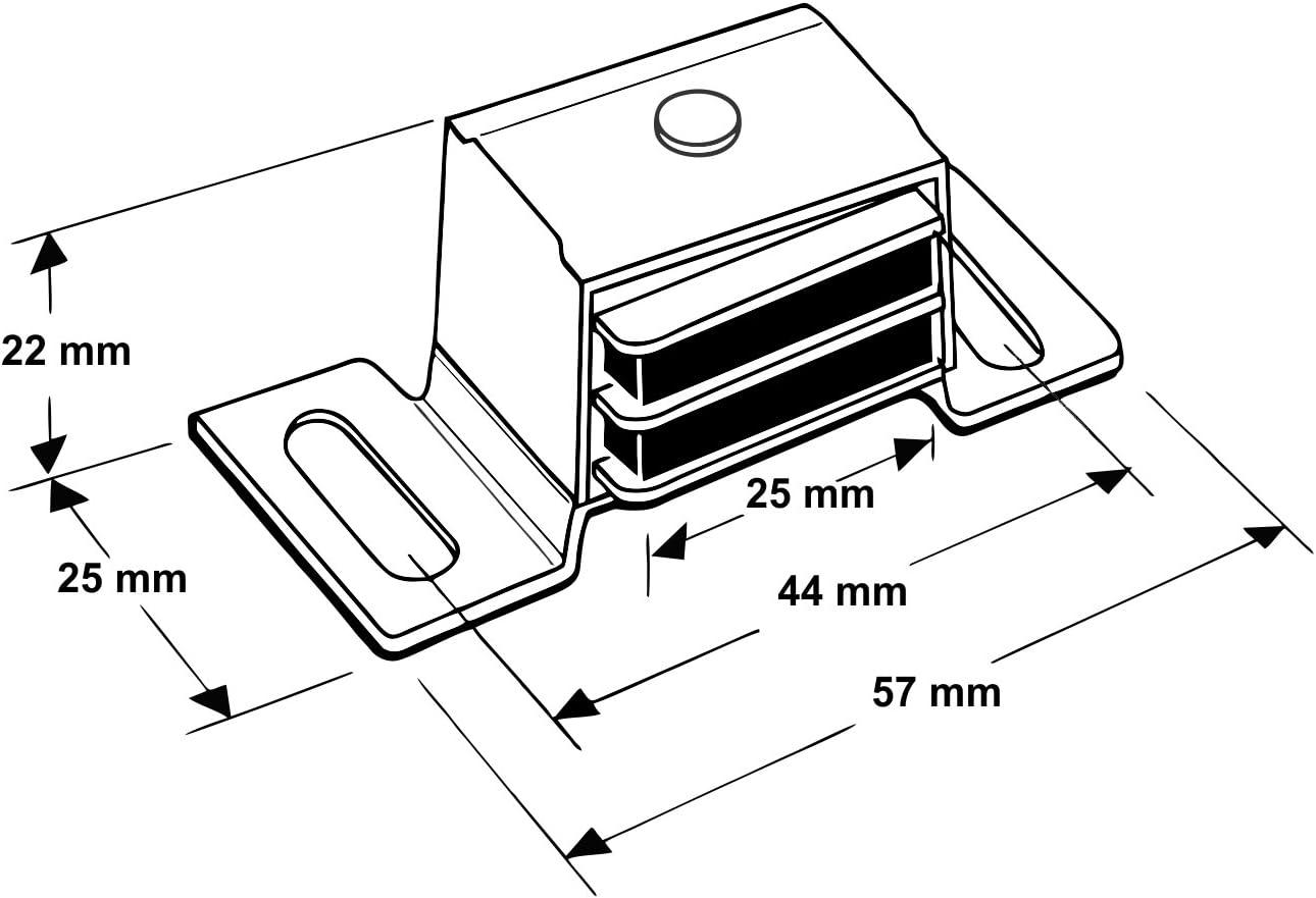 Aluminum Double Magnetic Catch Latch for Cabinet Doors, 5-Pack