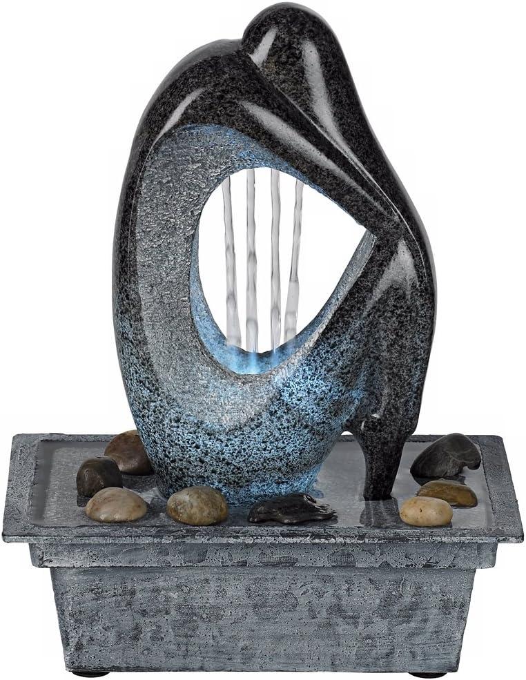 Modern Silhouette 10" High Small Zen Indoor Outdoor Decor Faux Stone Tabletop Fountain with Light LED Waterfall Outside Garden Patio