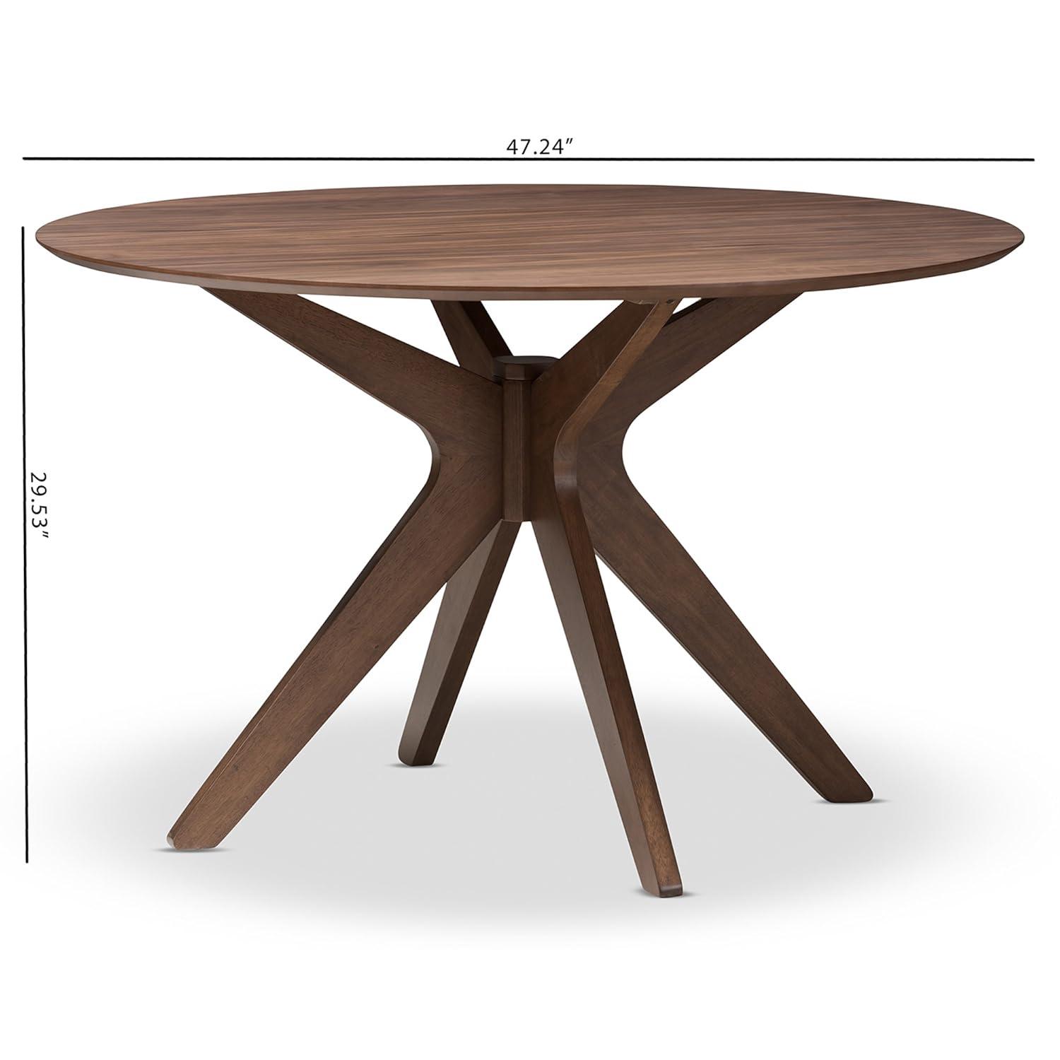 Baxton Studio Monte Mid-Century Modern Wood Finish 47" Round Dining Table Walnut Brown: Hardwood, Seats 4