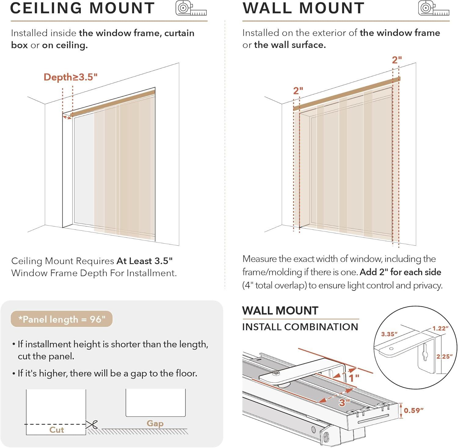 GoDear Design 4-Panel Single Rail 23-in Slat Width 86-in x 96-in Cordless Shangri-La Fabric Sheer Vertical blinds
