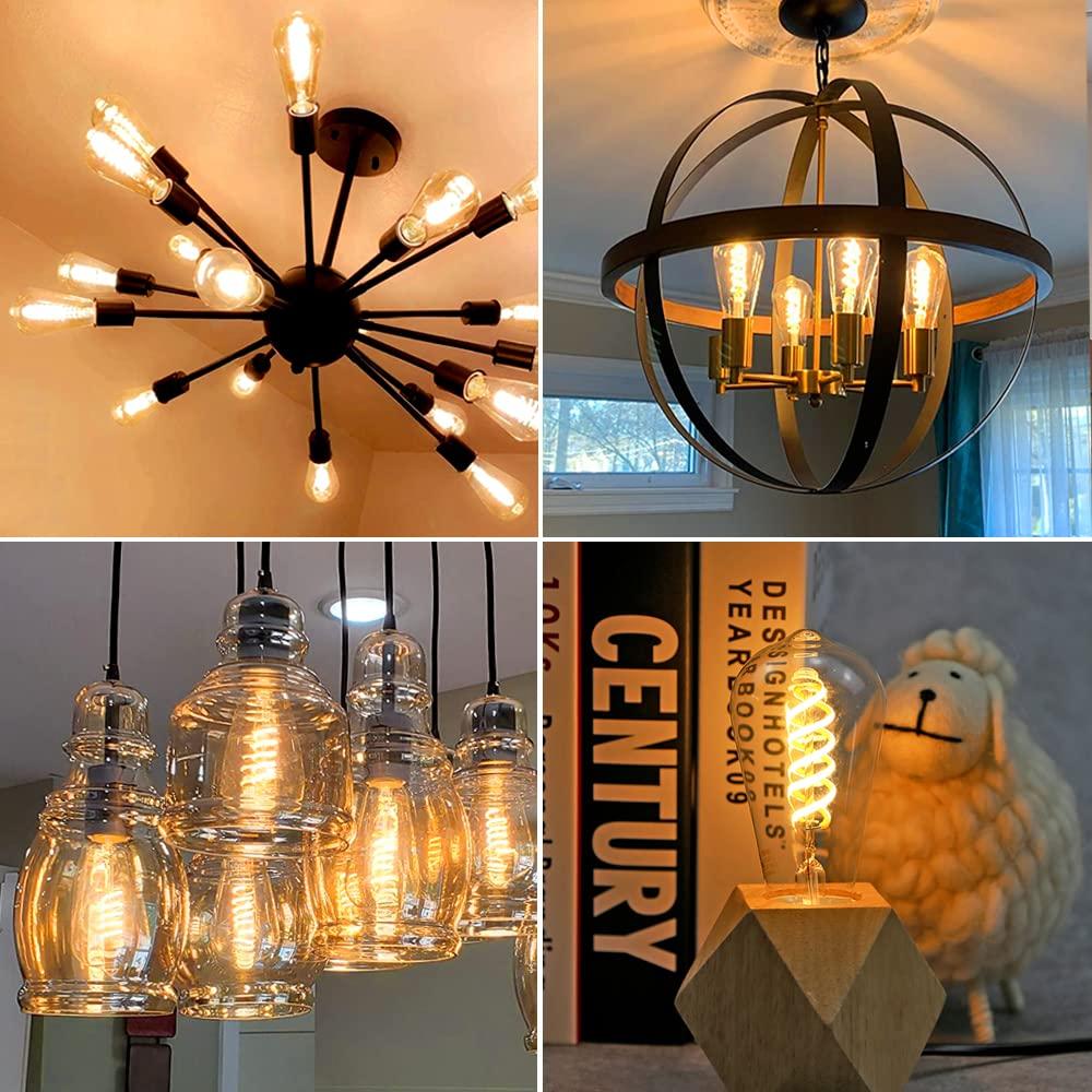 6 Pack ST19 ST58 Edison Bulb, Vintage LED Filament Bulb,Softy White 2700K, Antique Flexible Spiral LED Filament Light Bulb, Dimmable 600LM, 6W Equivalent to 60W, E26 Base,Clear Glass
