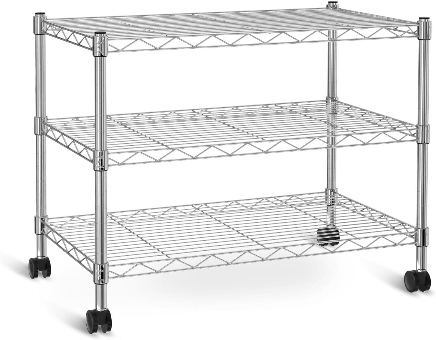 Chrome 3-Tier Heavy Duty Steel Storage Shelving Unit