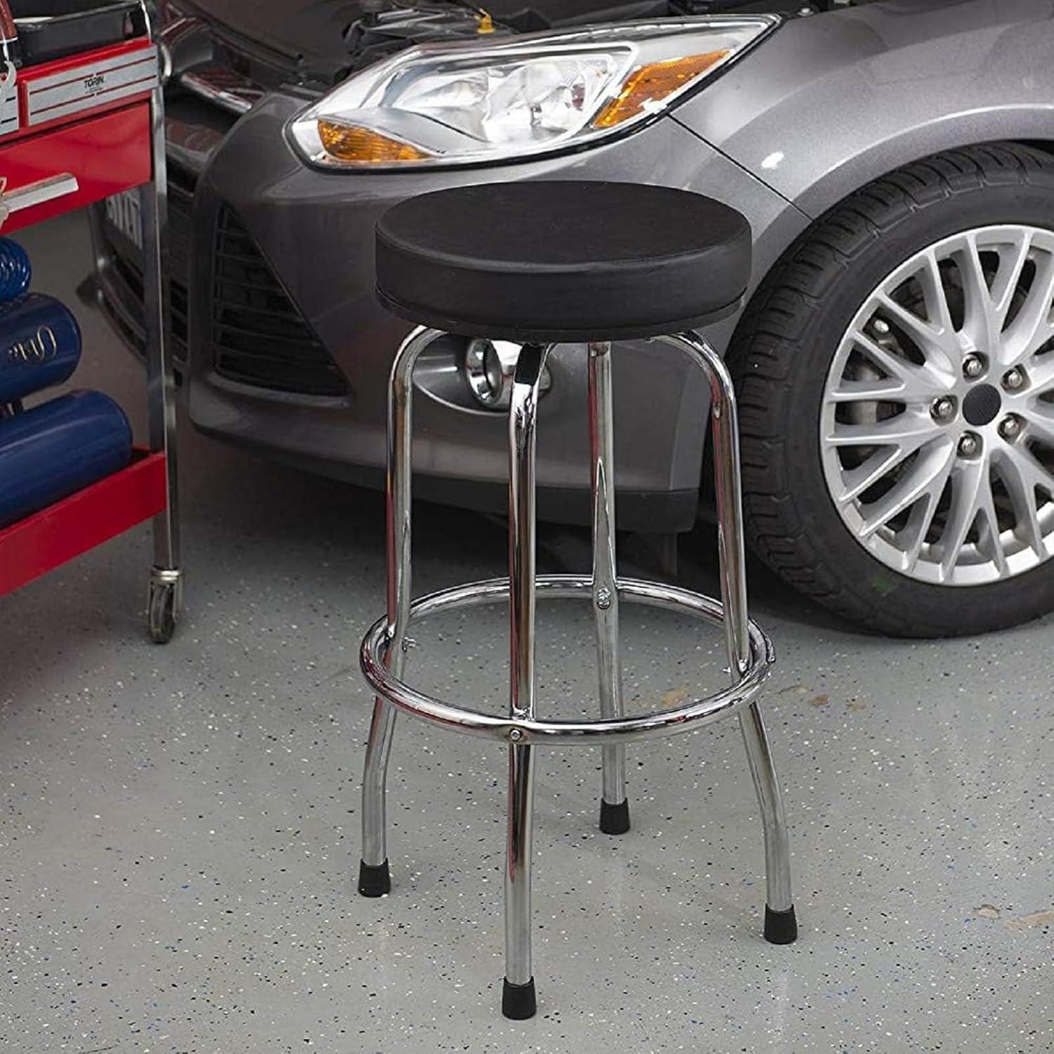 Black Padded Swivel Bar Stool with Chrome Legs