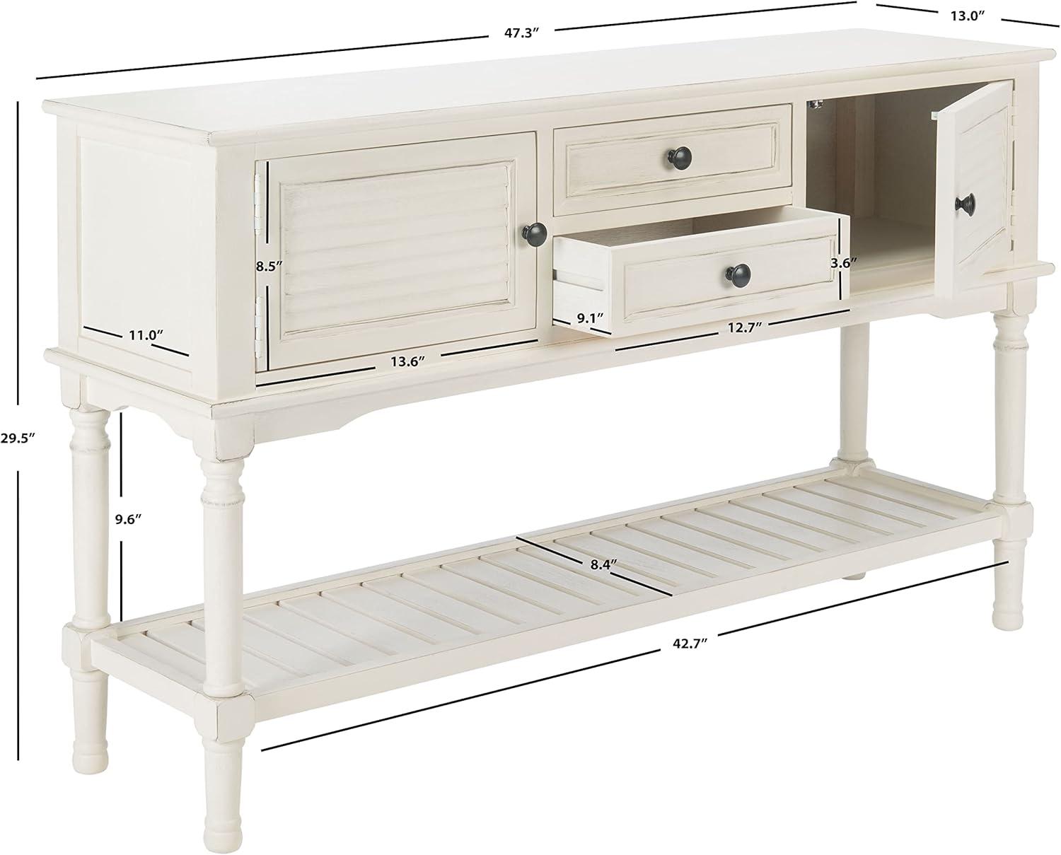 SAFAVIEH Tate Distressed White Wood Console Table with Drawer (47.3 in. W x 13 in. D x 29.5 in. H)