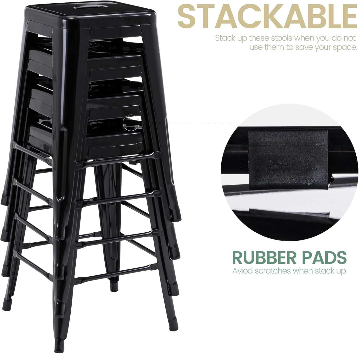 Williston Forge Kohki 24" Counter Stool Metal Bar Stools Counter Height Barstools Backless Indoor/Outdoor Bar Stools Kitchen Counter Stools Chairs(Set of 4)