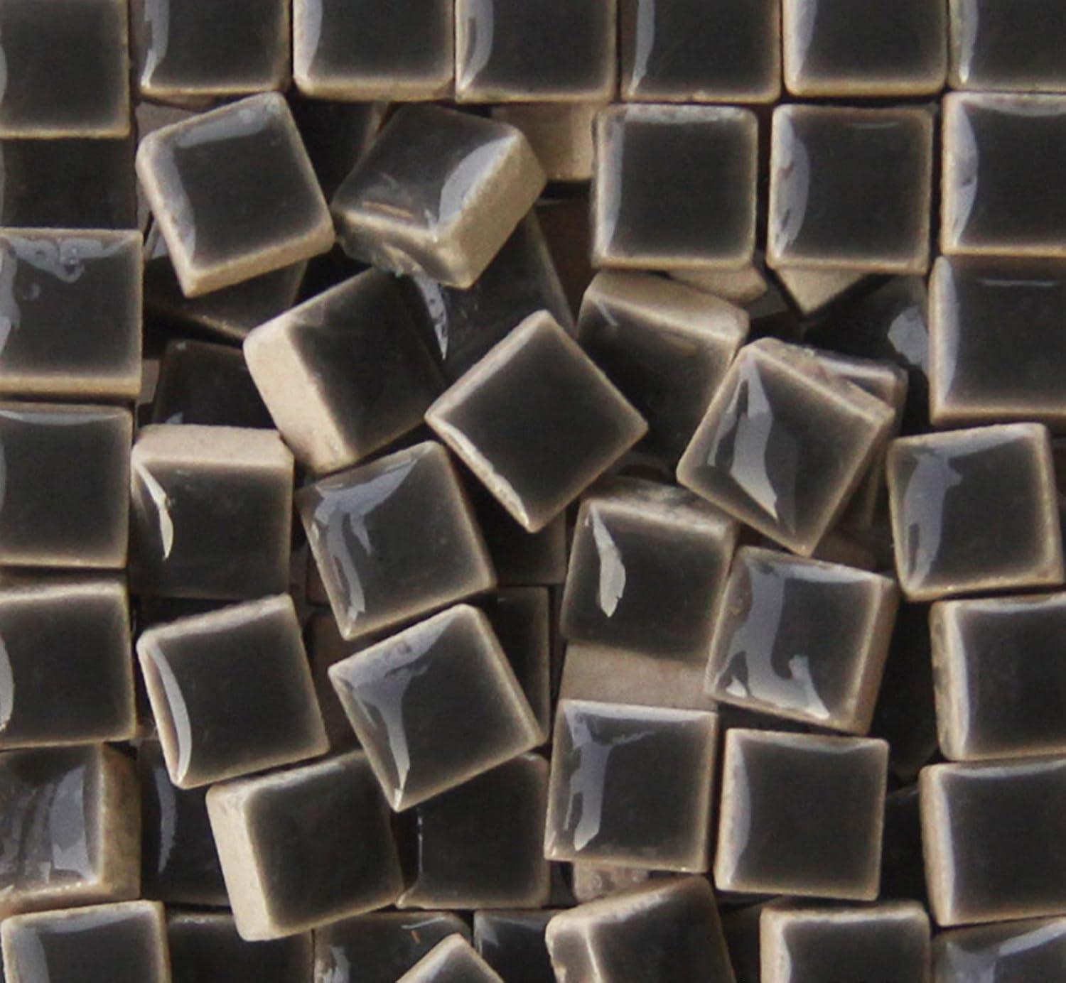 PINUO&KE 200 Pieces / 200 g Mosaic Tiles Square Shapes 0.4x0.4 inch Square Ceramic Mosaic Mosaic Glass Pieces for Home Decoration or DIY Crafts - Dark Grey