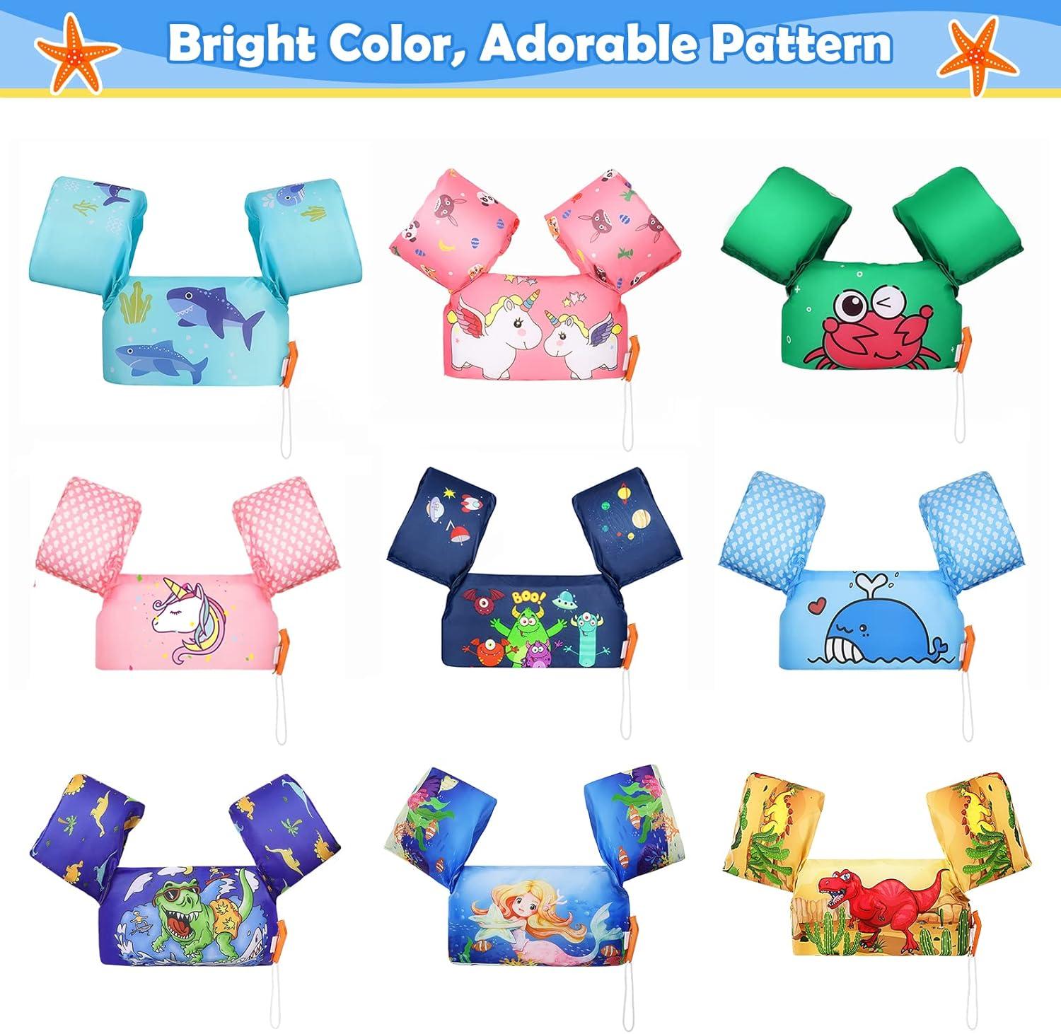 MoKo Swim Vest for Kids 20-50lbs Boys Girls, Swim Arm Floaties Band with Whistle and Double Security Buckle for 2,3,4,5,6,7 Years Old, Blue Shark