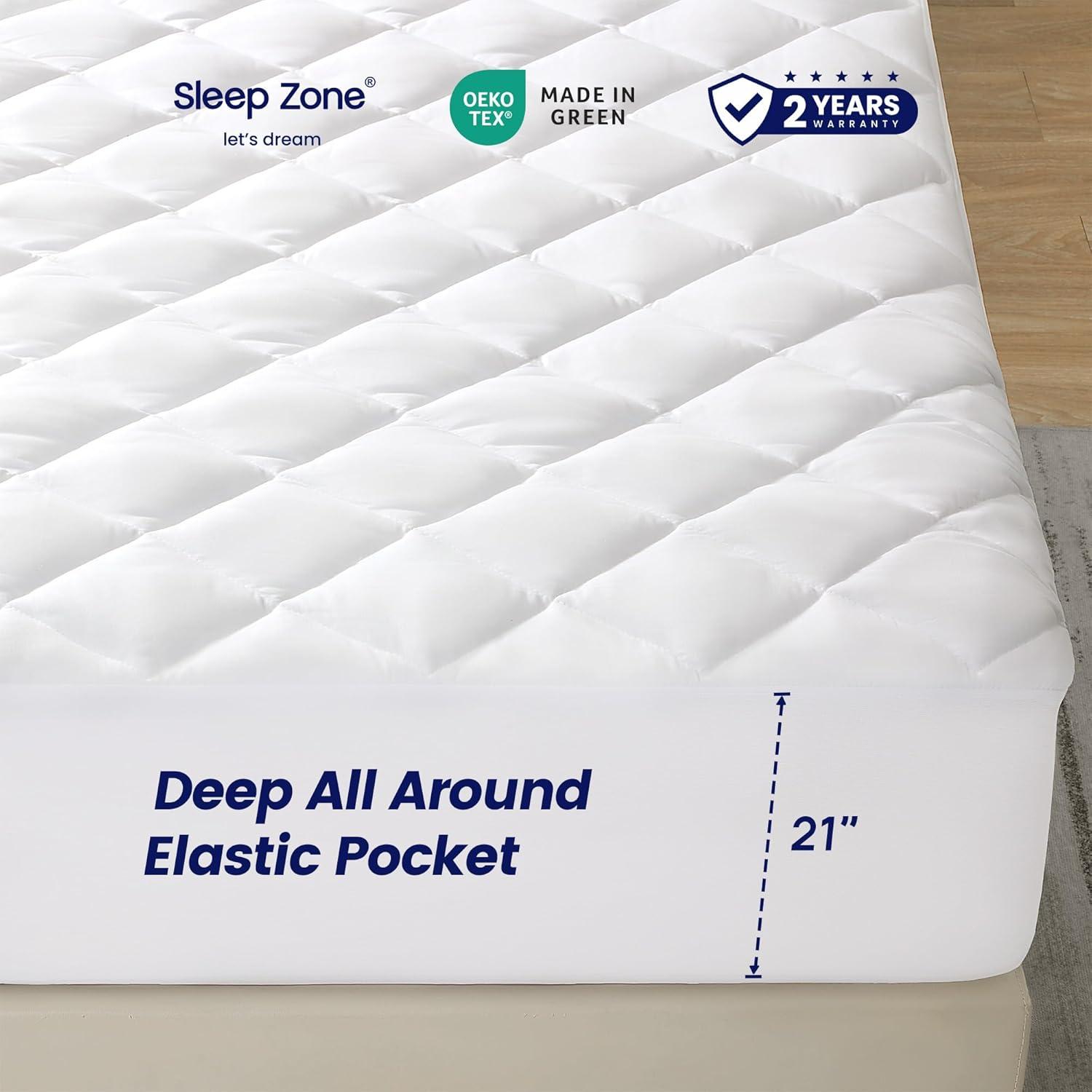 Mattress Pad - Soft and Hypoallergenic  - Thick and Odorless Polyester Filling - 152 Thread Count