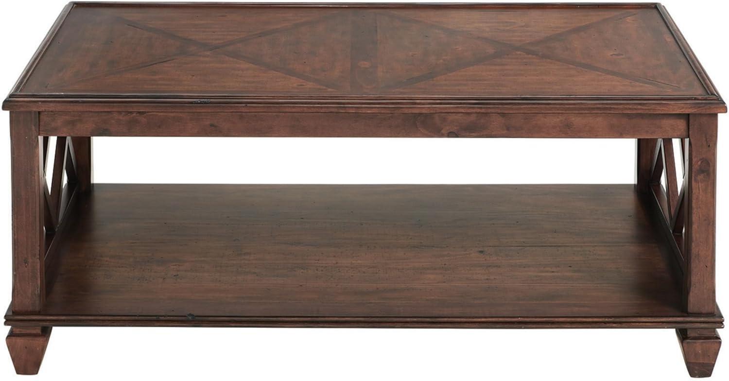 45" Bridgton Wood Coffee Table Cherry - Alaterre Furniture: Mid-Century Modern, Lower Shelf