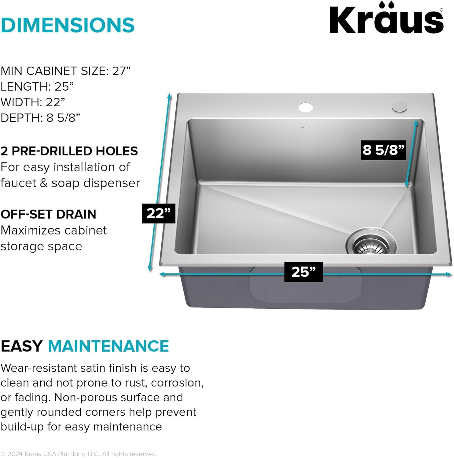 KRAUS Fairlane Undermount 18-Gauge Stainless Steel Kitchen Sink