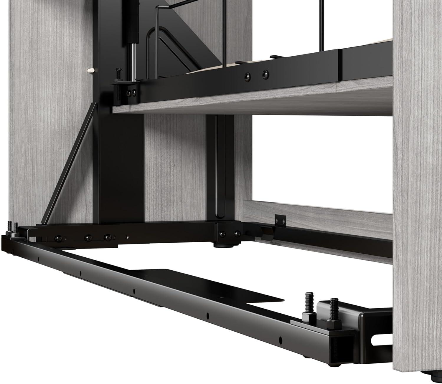 Platinum Gray Full Murphy Bed with Wood Frame and Closet Organizer