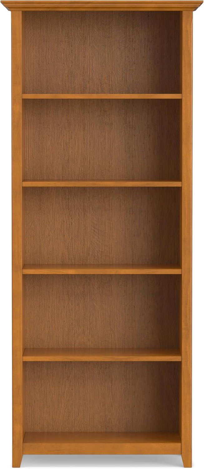 Amherst Adjustable 5-Shelf Solid Pine Bookcase in Light Golden Brown