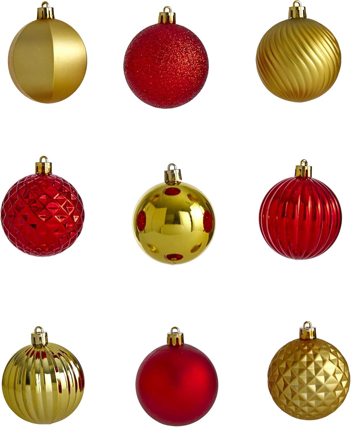 Holiday Shatterproof, 101 Count Christmas Tree Ornament Set, 60mm with Re-Useable Tube