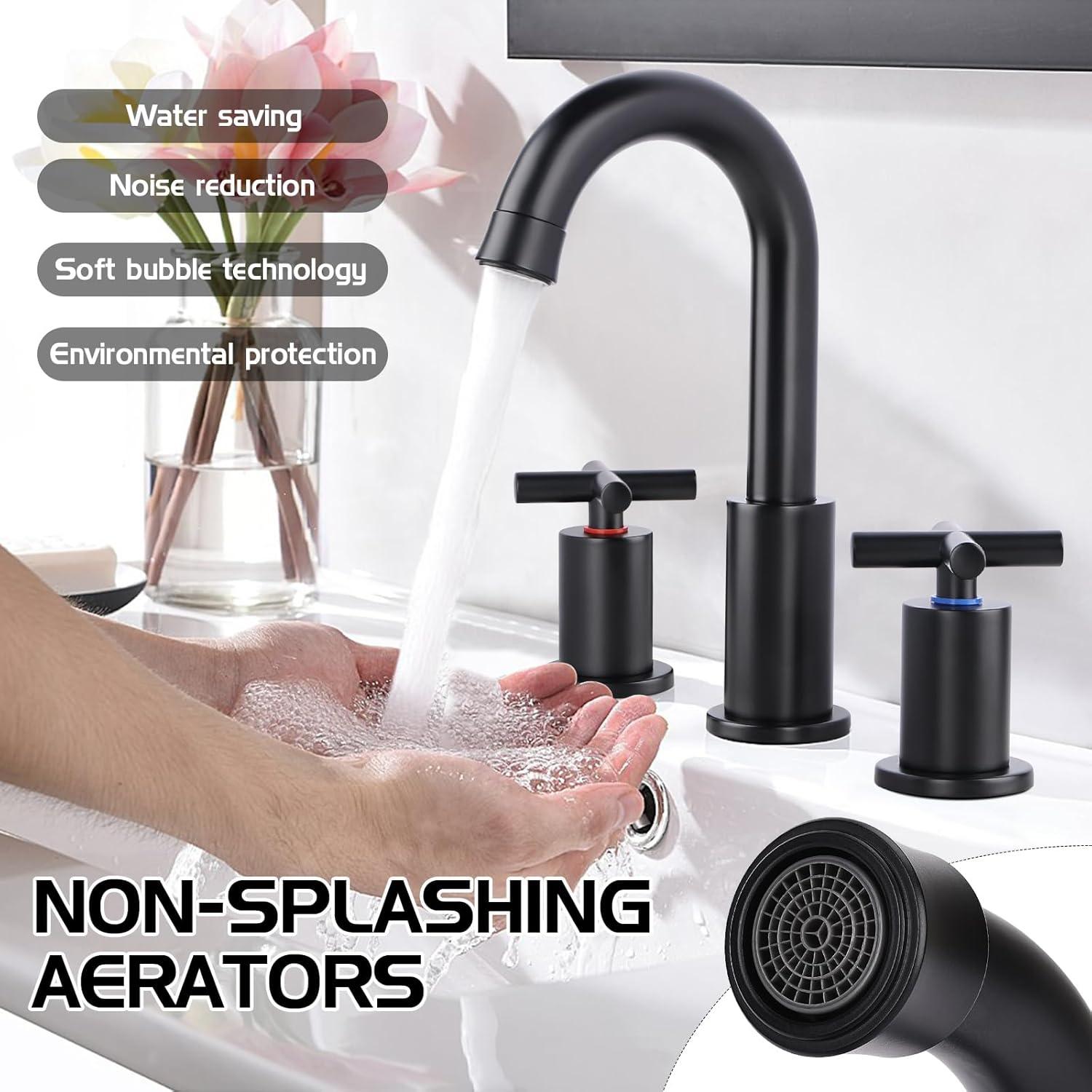 Matte Black Stainless Steel Double Handle High Arc Bathroom Faucet