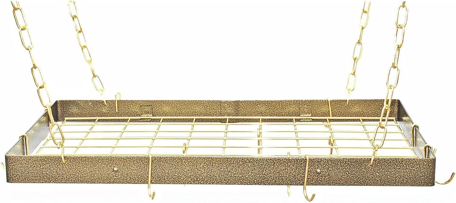 Hammered Copper and Black Rectangle Ceiling Pot Rack