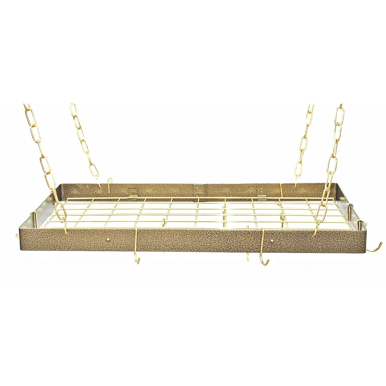 Hammered Copper and Black Rectangle Ceiling Pot Rack