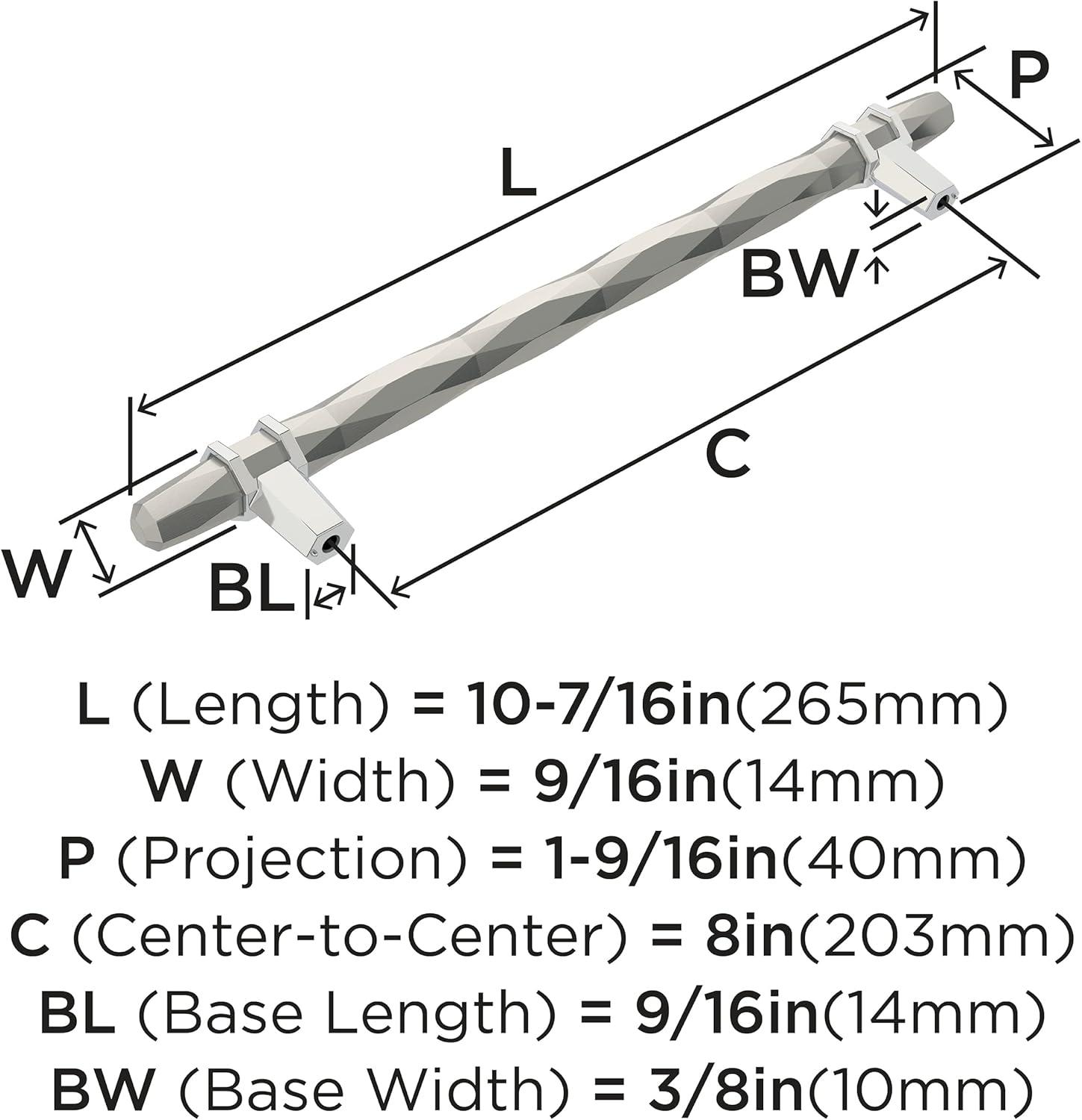 Amerock London 8 inch (203mm) Center-to-Center Satin Nickel/Polished Chrome Cabinet Pull