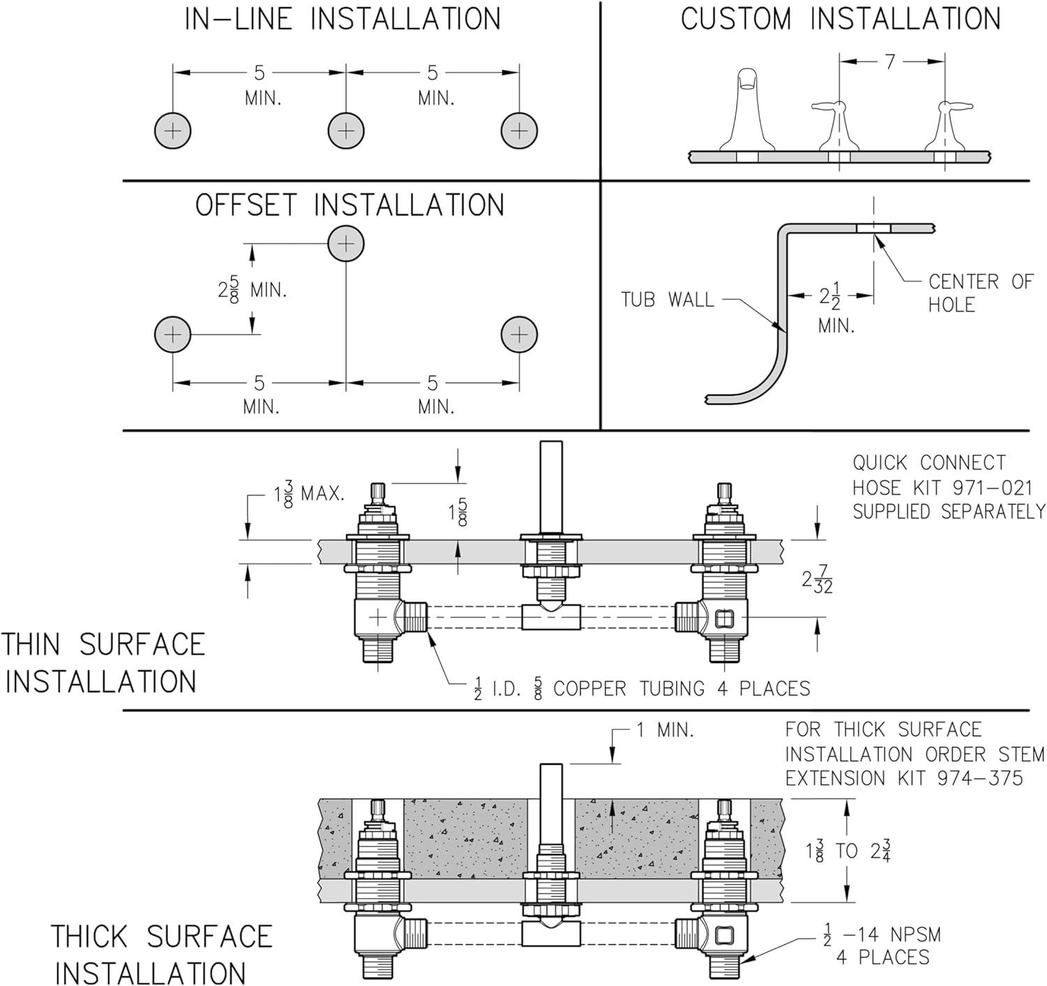 Pfister Brass 3-Hole Adjustable Roman Tub Rough-In Valve