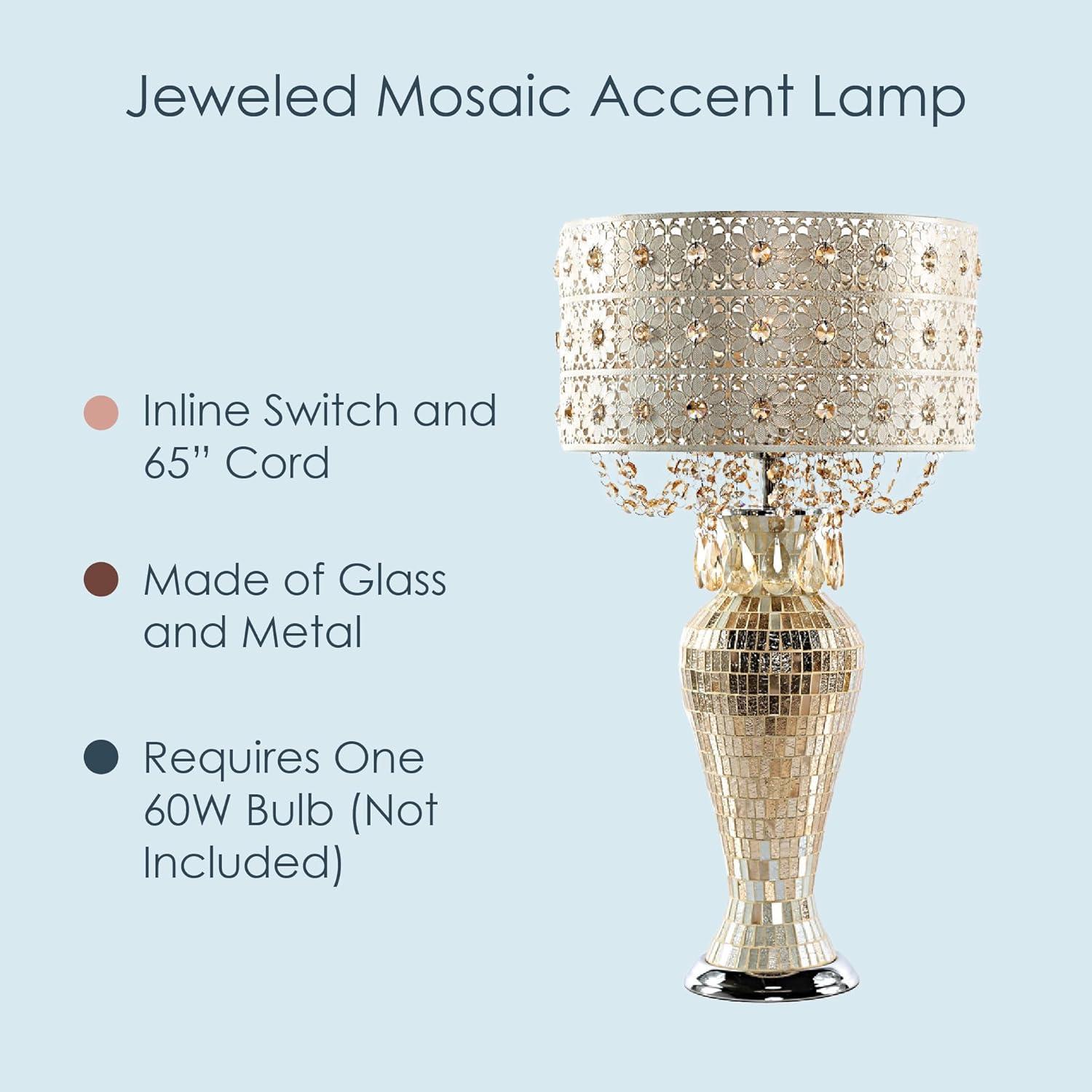 Champagne Bronze Mosaic Adjustable Table Lamp with Jeweled Accents