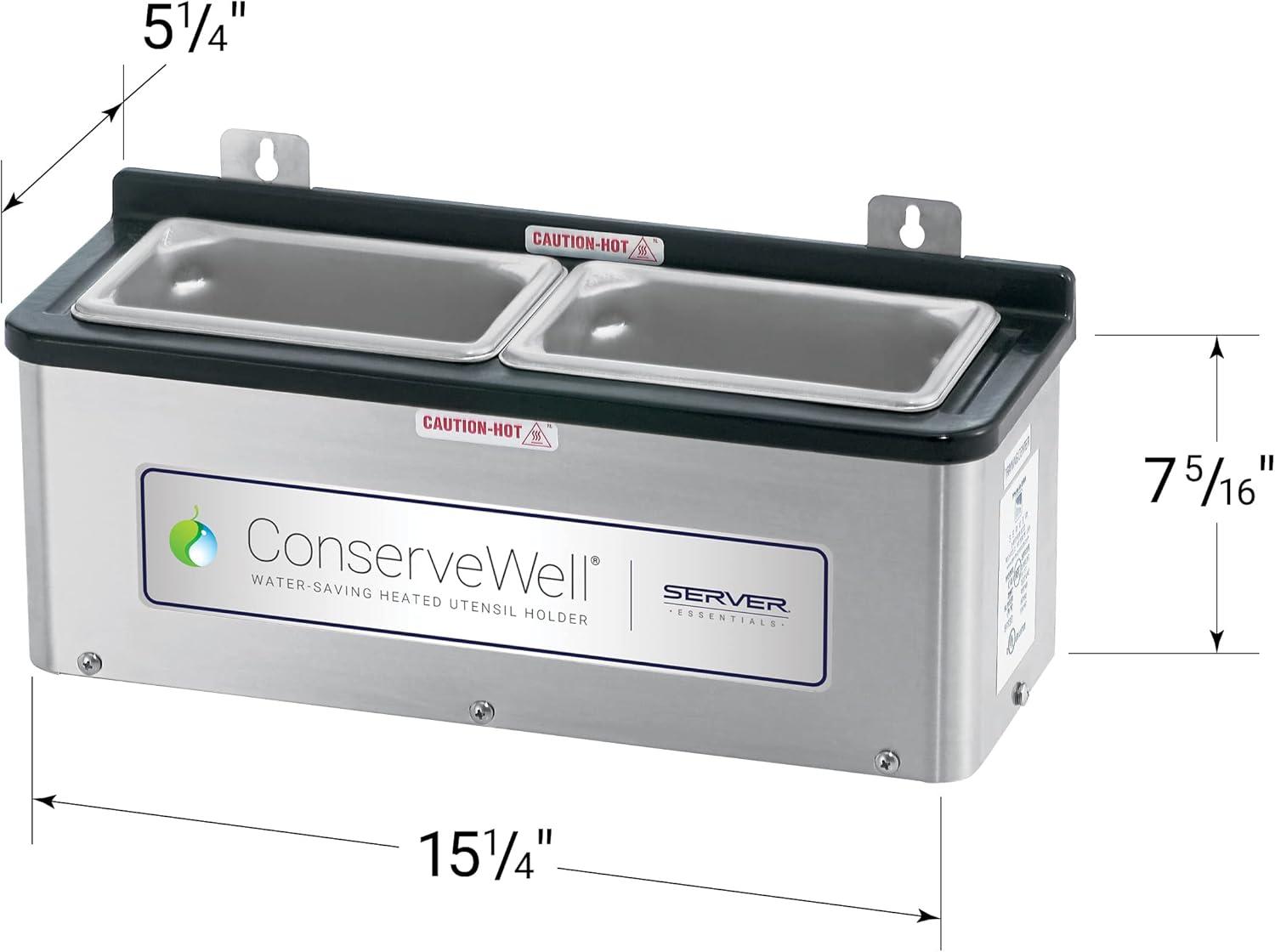 Stainless Steel Heated Utensil Holder with Dual Compartments