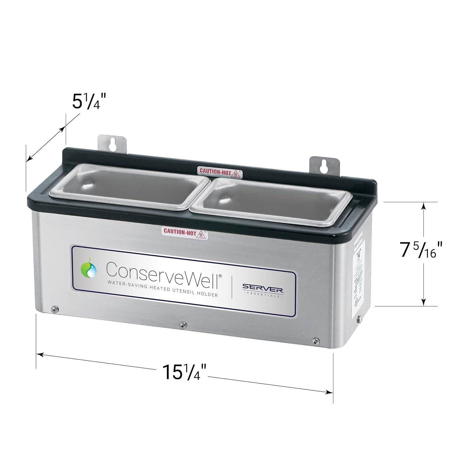 Stainless Steel Heated Utensil Holder with Dual Compartments