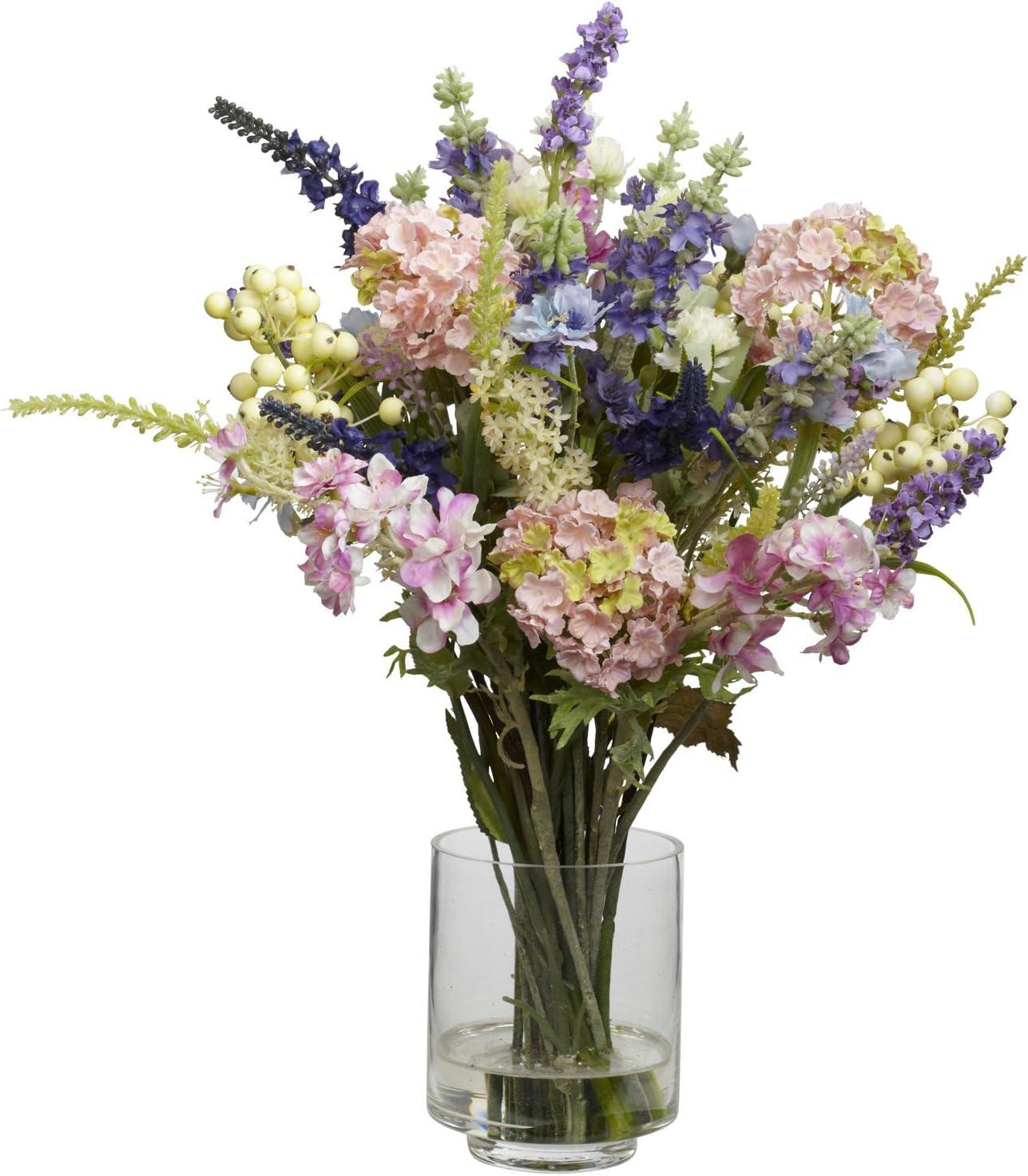 Spring Blossom Hydrangea and Lavender 16" Tabletop Arrangement