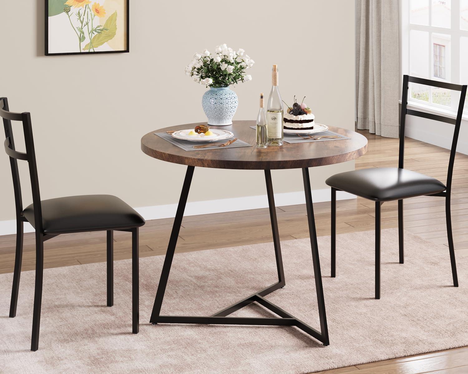 Dining Table Set for 2, Kitchen Table & Chair Sets for 2, Round Kitchen Table for Small Space, Apartment, Breakfast Nook