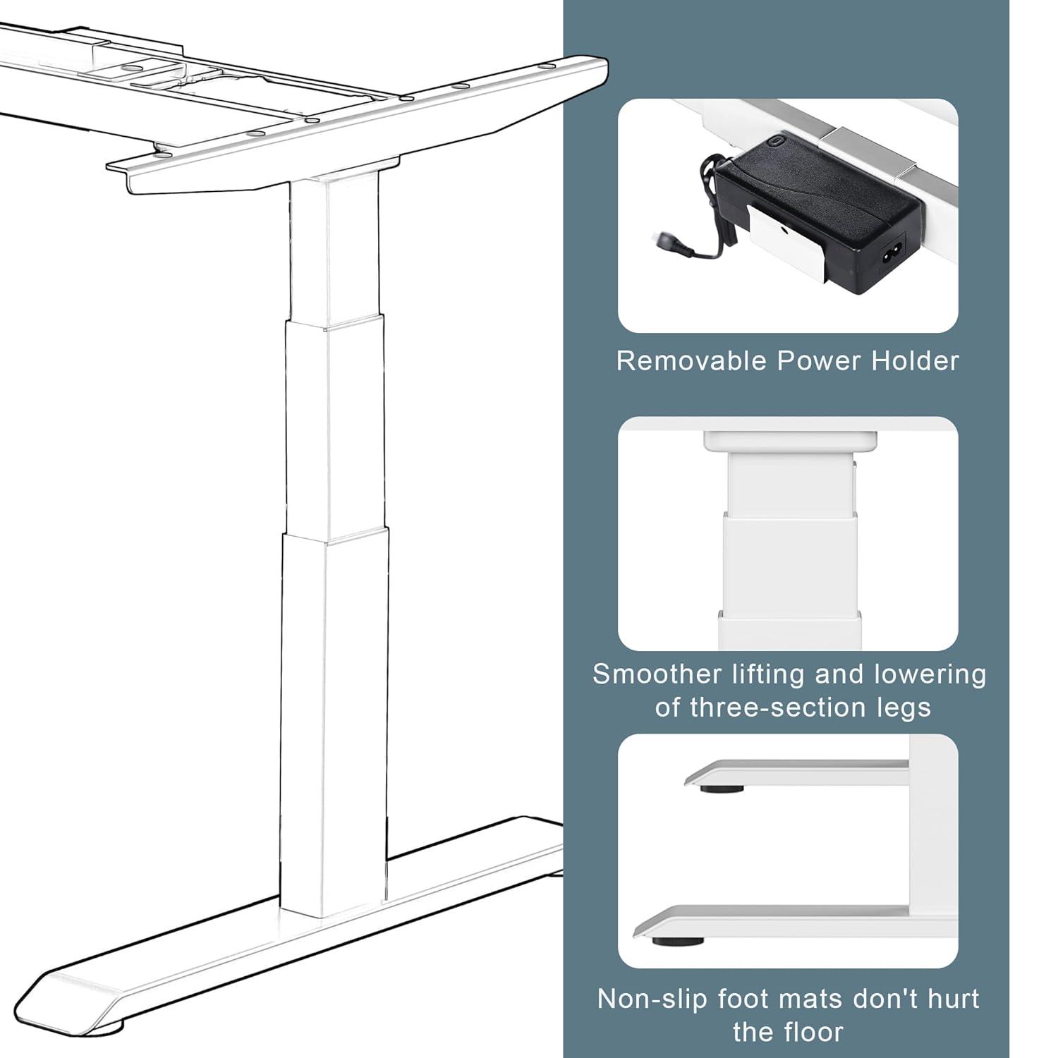 Fromann Dual Motor Electric Standing Desk Frame 3 Tier Legs Height Adjustable Handset with USB A+ C Ports Sit Stand up Desk Base for Home and Office (Black)