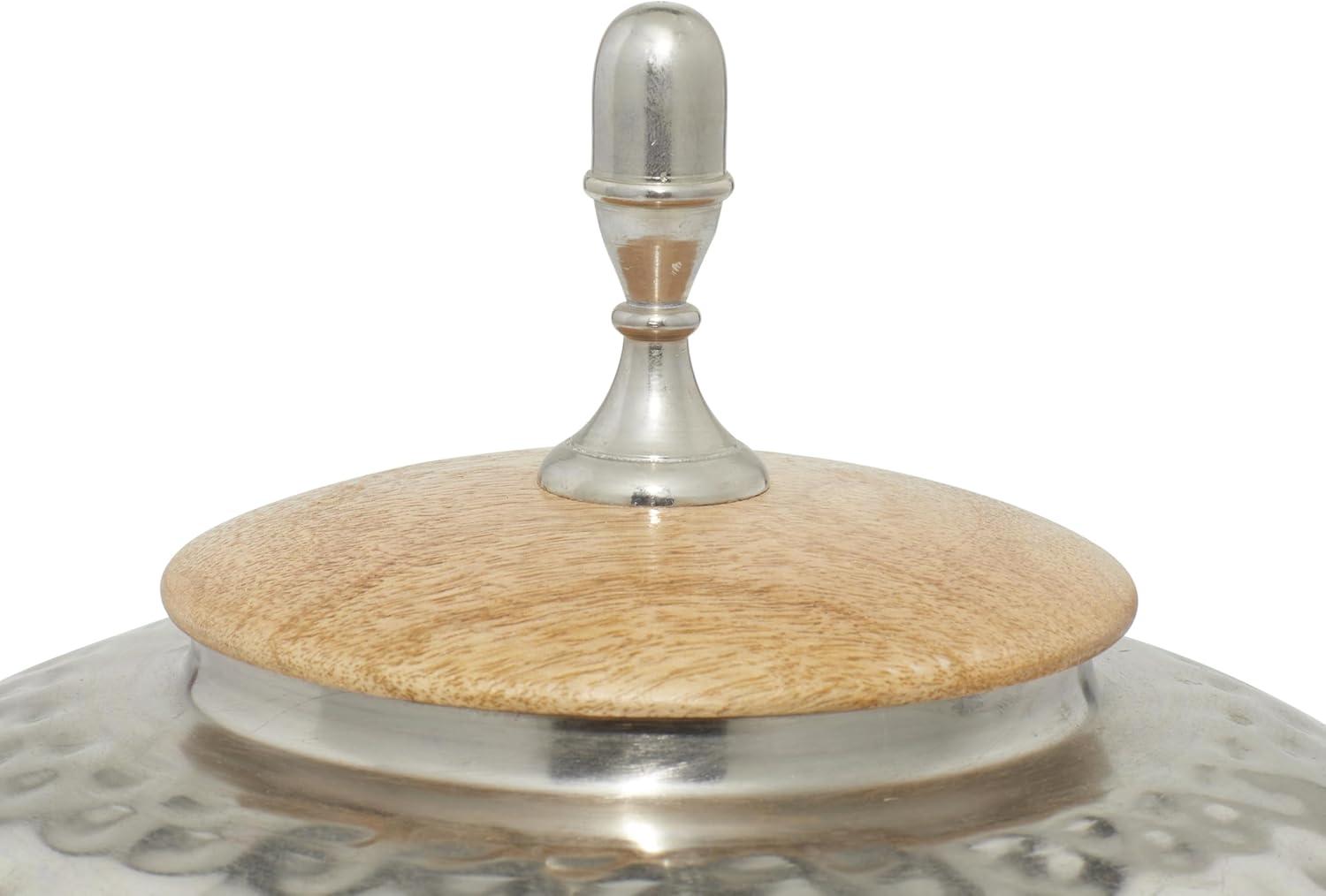 World Menagerie Lee Metal Hammered Silver Decorative Jars with Wood Lid