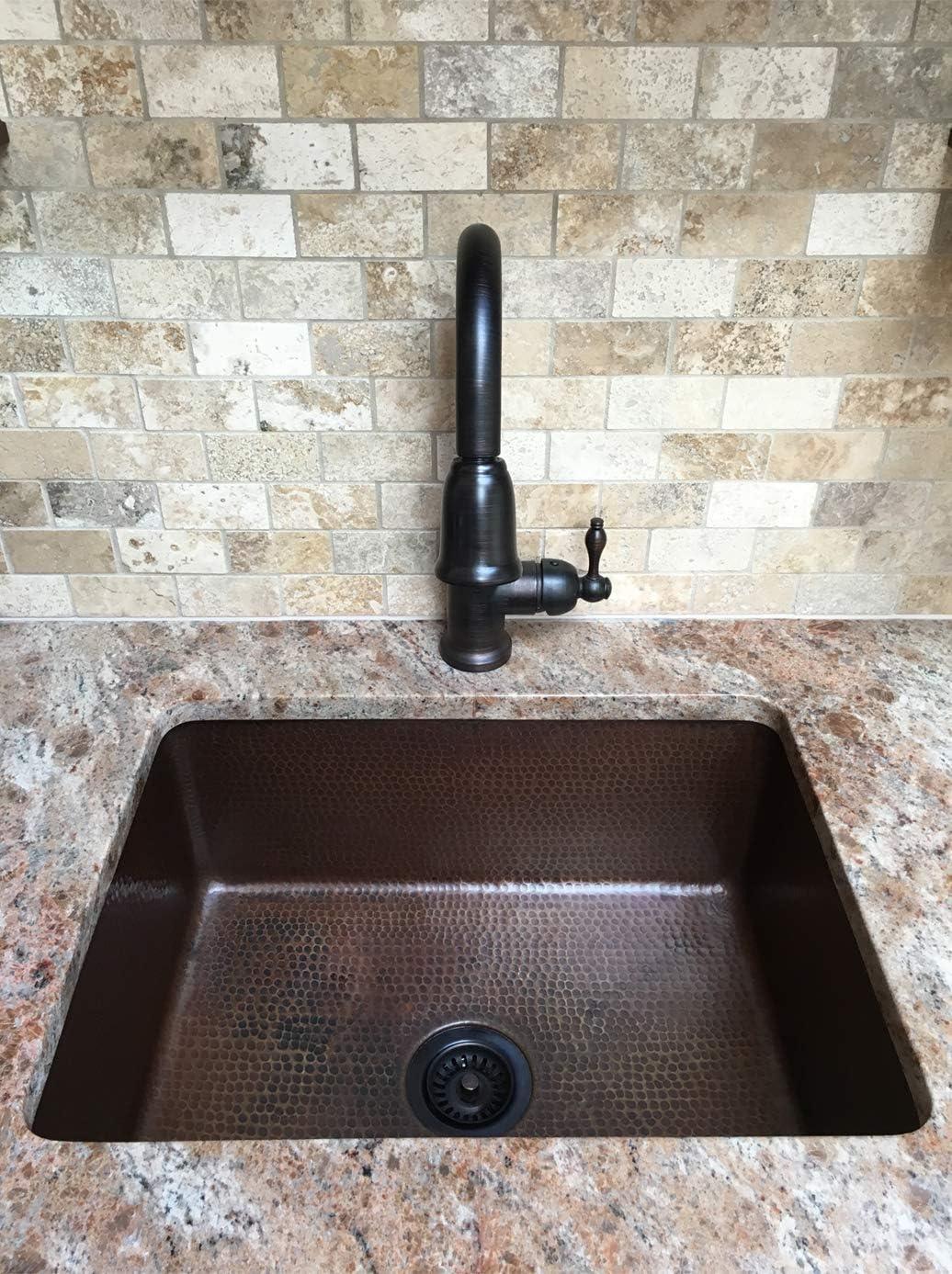 Premier Copper Products KSDB25199 25" Hammered Copper Single Basin Kitchen Sink