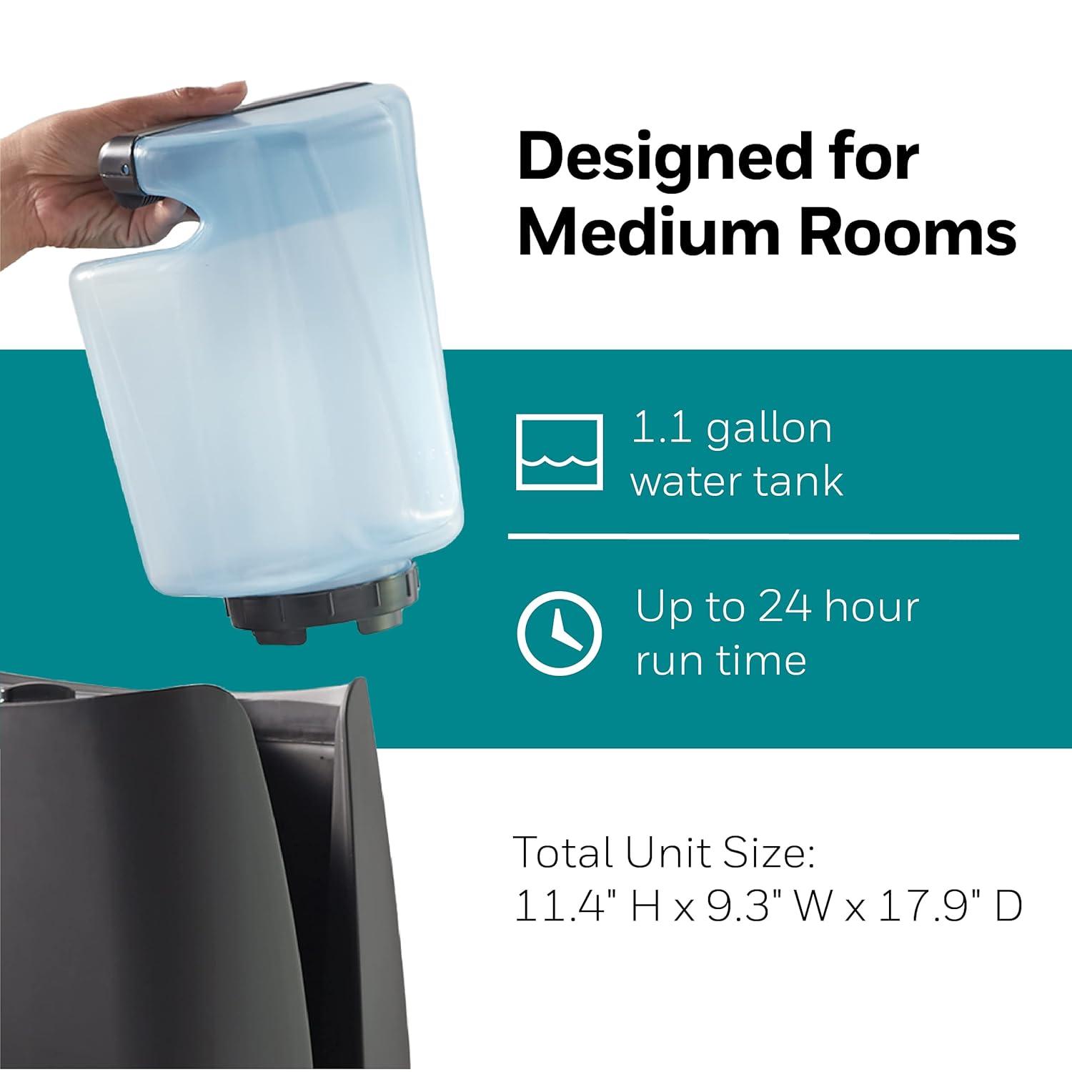 Honeywell 1.1 gal 400 sq ft Cool Moisture Humidifier, Black, HCM350B