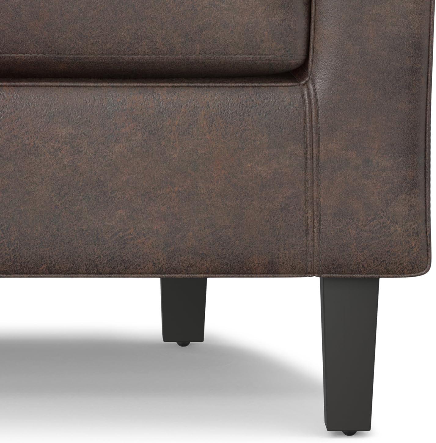 Simpli Home Austin 30"W Upholstered Vegan Faux Leather Contemporary Tub Accent Chair with High Arms and Deep Seat