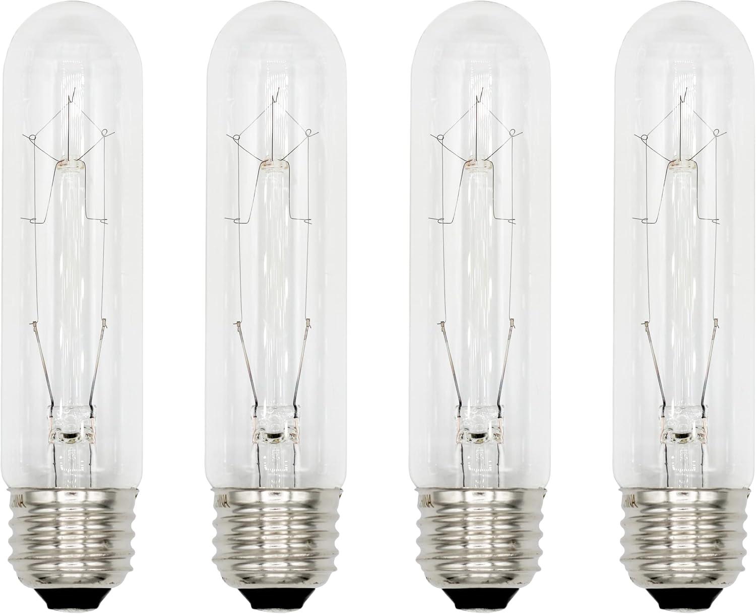 Creative Hobbies® 308 (Pack of 4) 25T10/CL - 25 Watt T10 Clear Tubular - 120V - Medium (E26) Base - Incandescent Light Bulbs