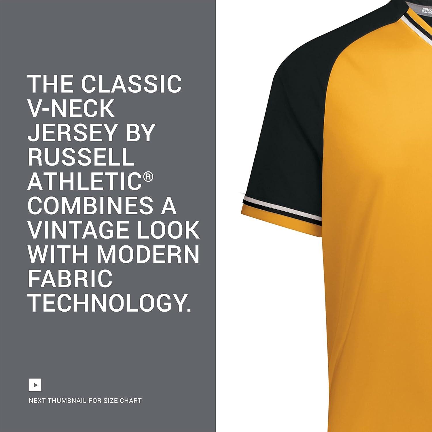 Gold and Black Polyester V-Neck Baseball Jersey