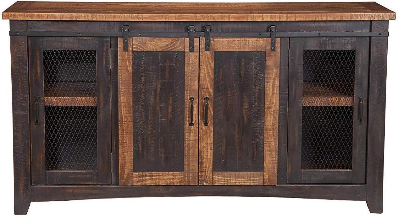 Santa Fe 65" Solid Wood TV Stand Antique Black and Honey - Martin Svensson Home