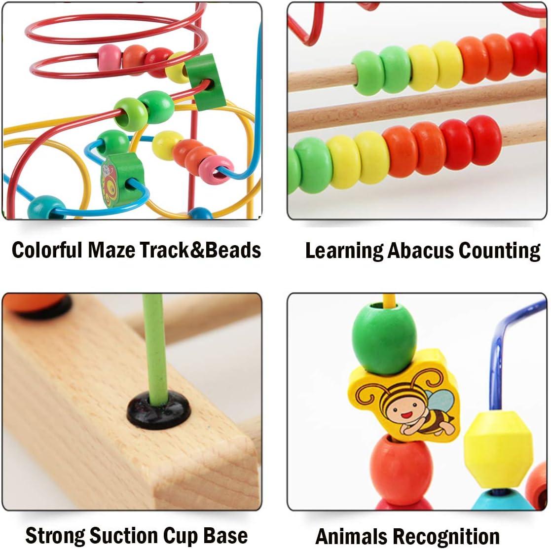 Colorful Wooden Bead Maze Roller Coaster Toy