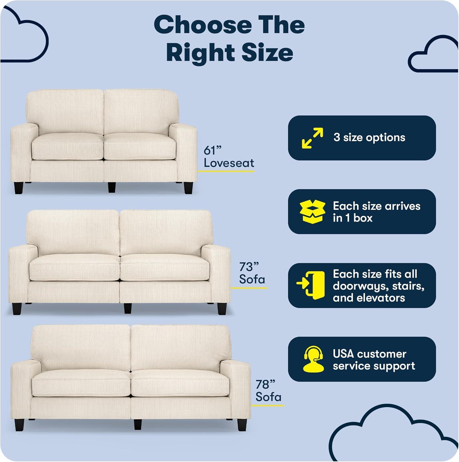 Serta Palisades 78" Track Arm Sofa, Easy Care Fabric, Soft Pillow Back, Pocket Coil Seat Cushions