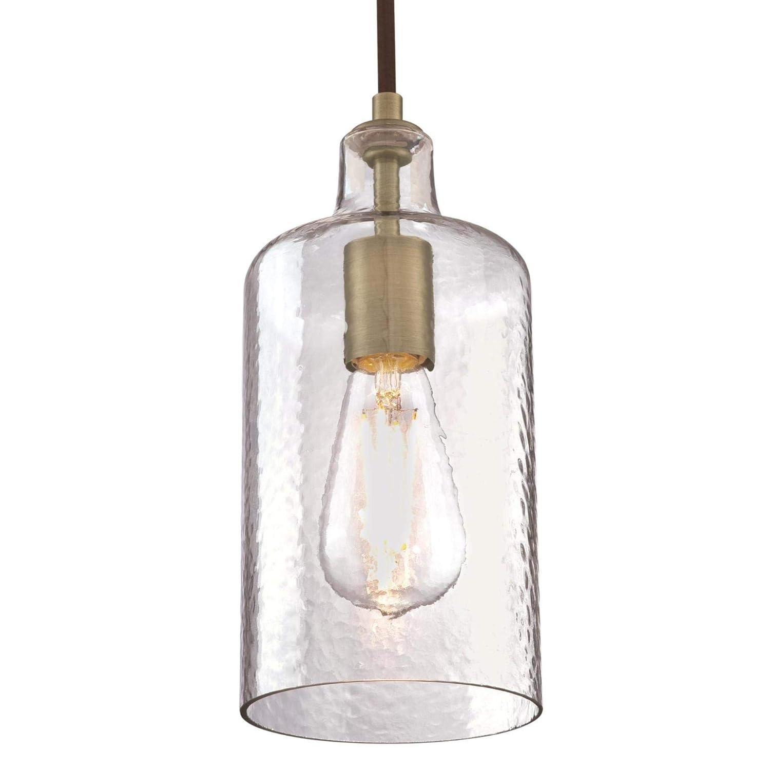 Westinghouse Carmen Mini Pendant Antique Brass Finish Clear Textured Glass