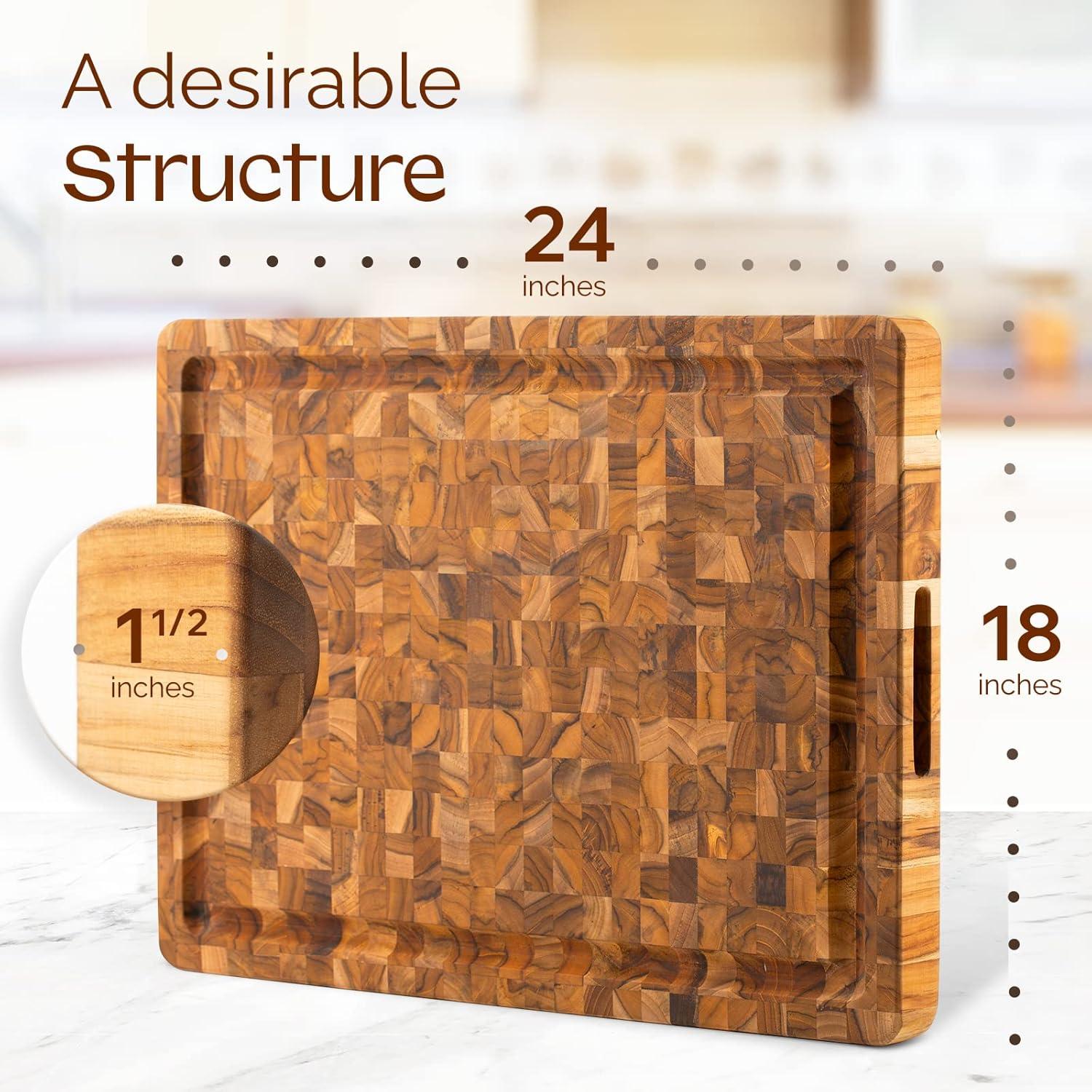 Yes4All Durable Teak Cutting Boards, [24''L x 18''W x 1.5” Thick], End Grain Wood Cutting Boards